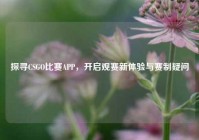 探寻CSGO比赛APP，开启观赛新体验与赛制疑问
