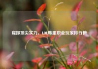 窥探顶尖实力，LOL韩服职业玩家排行榜