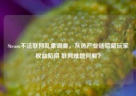 Steam不法联网乱象调查，灰色产业链暗藏玩家权益陷阱 联网难题何解？