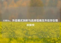 COD16，外挂模式剖析与选择指南及外挂存在情况探究