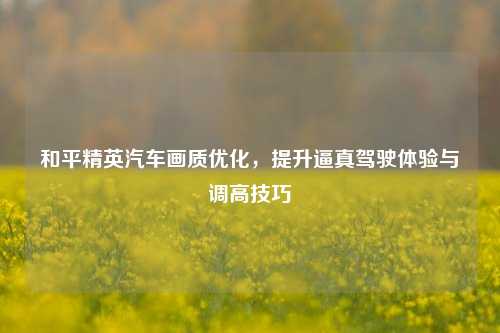 和平精英汽车画质优化，提升逼真驾驶体验与调高技巧