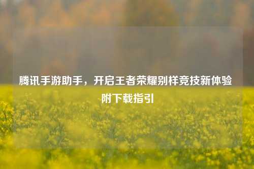 腾讯手游助手，开启王者荣耀别样竞技新体验 附下载指引