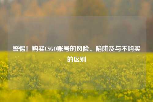 警惕！购买CSGO账号的风险、陷阱及与不购买的区别
