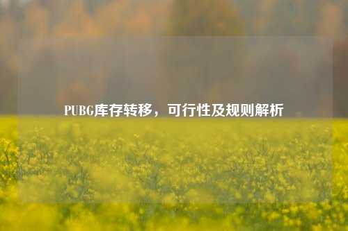 PUBG库存转移，可行性及规则解析