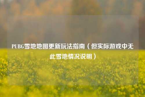 PUBG雪地地图更新玩法指南(但实际游戏中无此雪地情况说明)