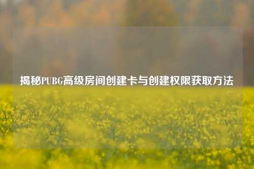 揭秘PUBG高级房间创建卡与创建权限获取方法