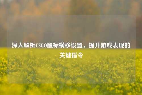 深入解析CSGO鼠标横移设置，提升游戏表现的关键指令