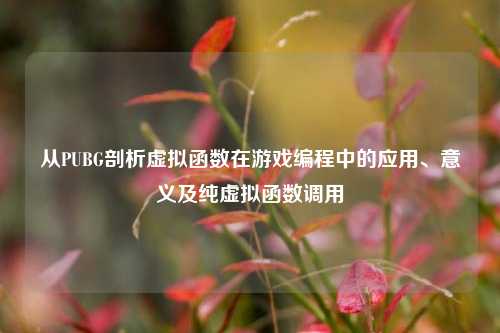 从PUBG剖析虚拟函数在游戏编程中的应用、意义及纯虚拟函数调用