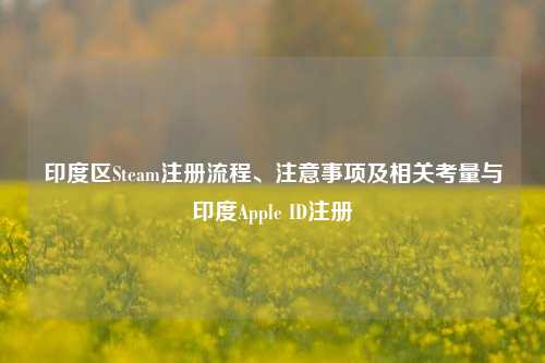 印度区Steam注册流程、注意事项及相关考量与印度Apple ID注册