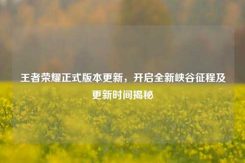 王者荣耀正式版本更新,开启全新峡谷征程及更新时间揭秘