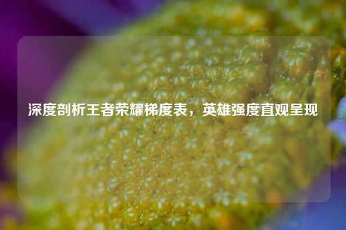 深度剖析王者荣耀梯度表,英雄强度直观呈现