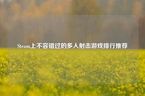 Steam上不容错过的多人射击游戏排行推荐