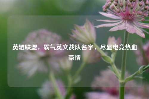 英雄联盟,霸气英文战队名字,尽显电竞热血豪情