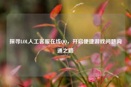 探寻LOL人工客服在线QQ，开启便捷游戏问题沟通之路