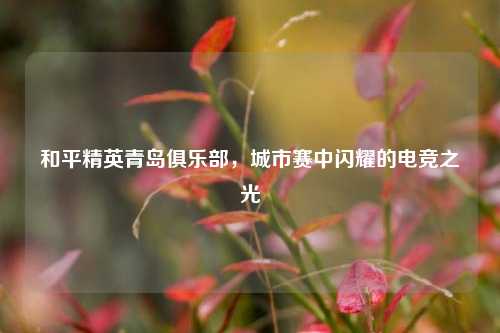 和平精英青岛俱乐部，城市赛中闪耀的电竞之光