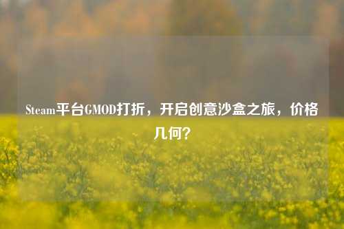 Steam平台GMOD打折，开启创意沙盒之旅，价格几何？
