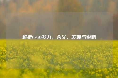 解析CSGO发力，含义、表现与影响