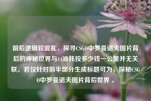 前后逻辑较混乱，探寻CSGO中罗曼诺夫图片背后的神秘世界与14油耗投多少钱一公里并无关联。若仅针对前半部分生成标题可为，探秘CSGO中罗曼诺夫图片背后世界 。