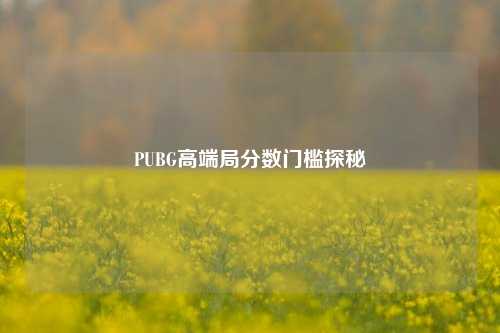 PUBG高端局分数门槛探秘