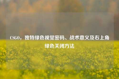 CSGO，独特绿色视觉密码、战术意义及右上角绿色关闭方法