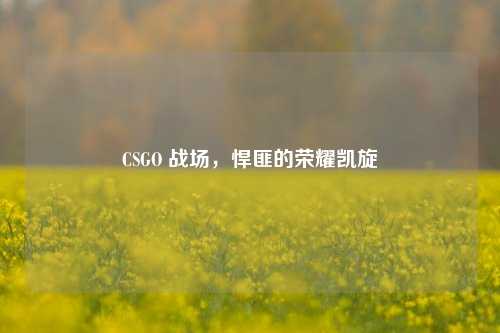 CSGO 战场,悍匪的荣耀凯旋