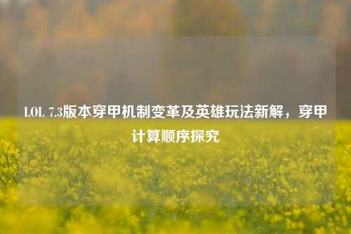 LOL 7.3版本穿甲机制变革及英雄玩法新解,穿甲计算顺序探究