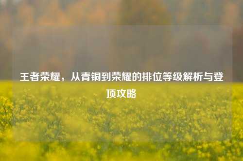 王者荣耀，从青铜到荣耀的排位等级解析与登顶攻略