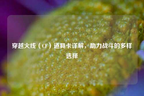穿越火线(CF)道具卡详解,助力战斗的多样选择