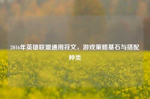 2016年英雄联盟通用符文，游戏策略基石与搭配种类