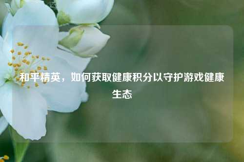 和平精英，如何获取健康积分以守护游戏健康生态