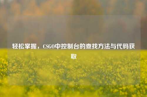 轻松掌握，CSGO中控制台的查找方法与代码获取