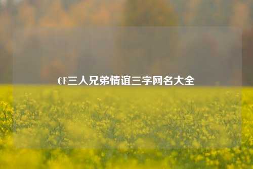 CF三人兄弟情谊三字网名大全