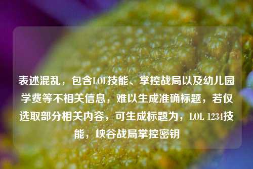 表述混乱,包含LOL技能、掌控战局以及幼儿园学费等不相关信息,难以生成准确标题,若仅选取部分相关内容,可生成标题为,LOL 1234技能,峡谷战局掌控密钥
