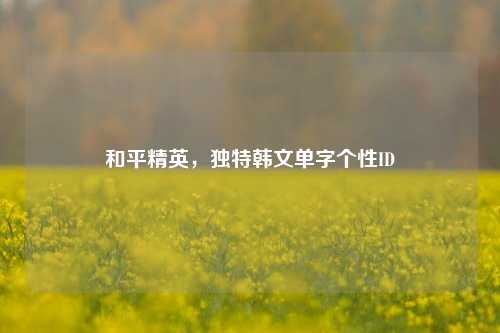 和平精英，独特韩文单字个性ID