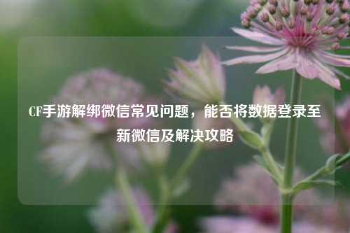 CF手游解绑微信常见问题，能否将数据登录至新微信及解决攻略
