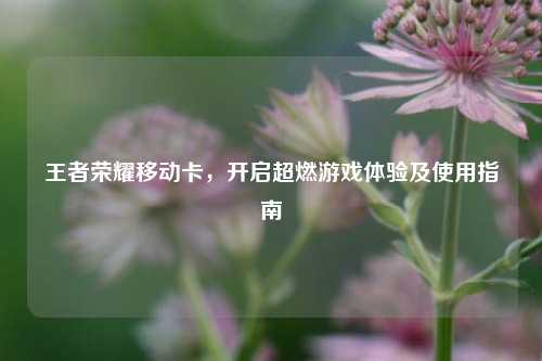 王者荣耀移动卡，开启超燃游戏体验及使用指南