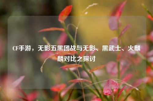 CF手游，无影五黑团战与无影、黑武士、火麒麟对比之探讨