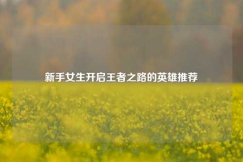新手女生开启王者之路的英雄推荐