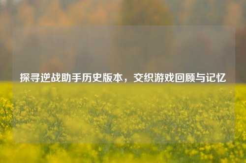 探寻逆战助手历史版本,交织游戏回顾与记忆