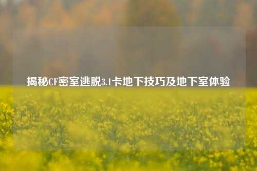 揭秘CF密室逃脱3.1卡地下技巧及地下室体验