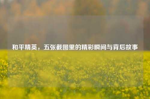 和平精英，五张截图里的精彩瞬间与背后故事