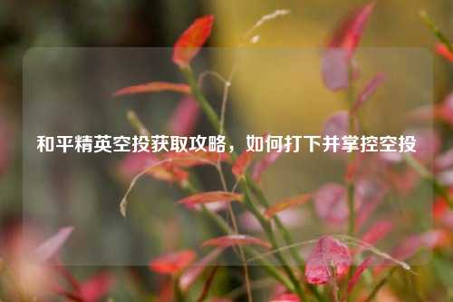 和平精英空投获取攻略，如何打下并掌控空投