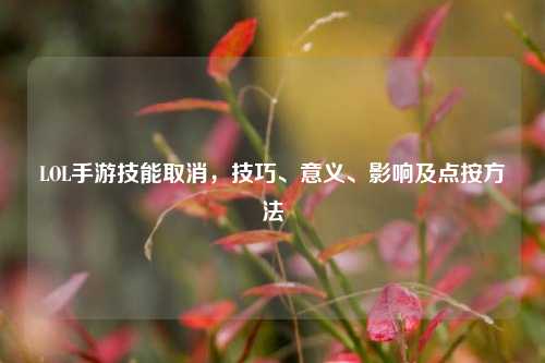 LOL手游技能取消，技巧、意义、影响及点按方法