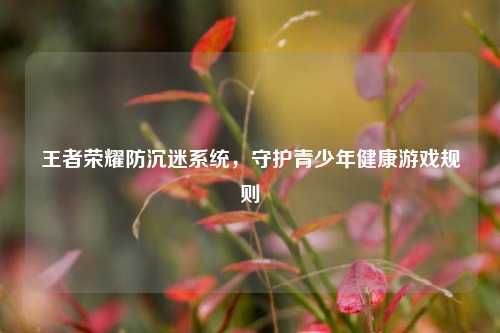 王者荣耀防沉迷系统，守护青少年健康游戏规则