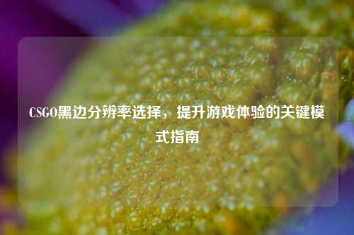 CSGO黑边分辨率选择，提升游戏体验的关键模式指南