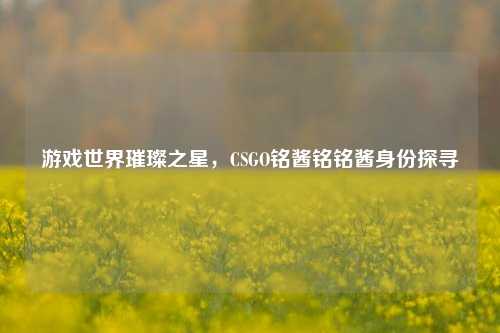游戏世界璀璨之星，CSGO铭酱铭铭酱身份探寻