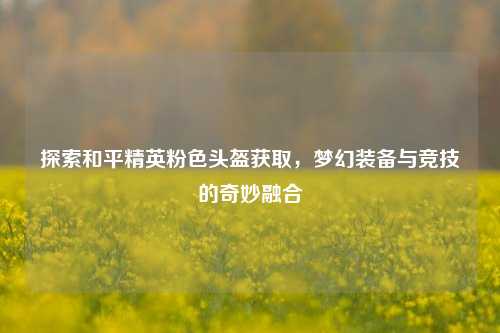 探索和平精英粉色头盔获取，梦幻装备与竞技的奇妙融合