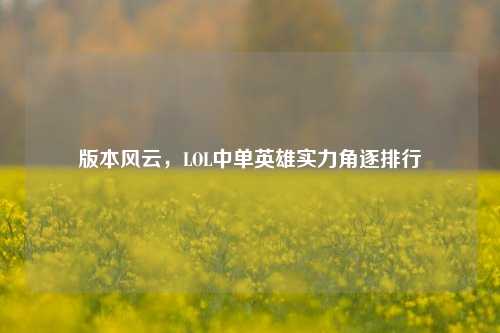 版本风云，LOL中单英雄实力角逐排行