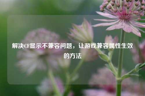 解决CF显示不兼容问题，让游戏兼容属性生效的方法
