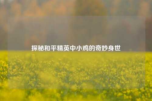 探秘和平精英中小鸡的奇妙身世